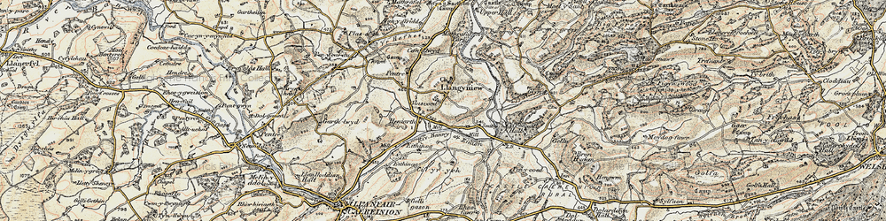 Old map of Llangyniew in 1902-1903
