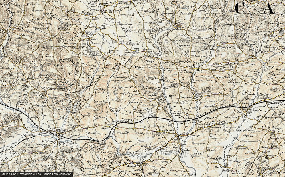 Old Map of Historic Map covering Afon Fenni in 1901