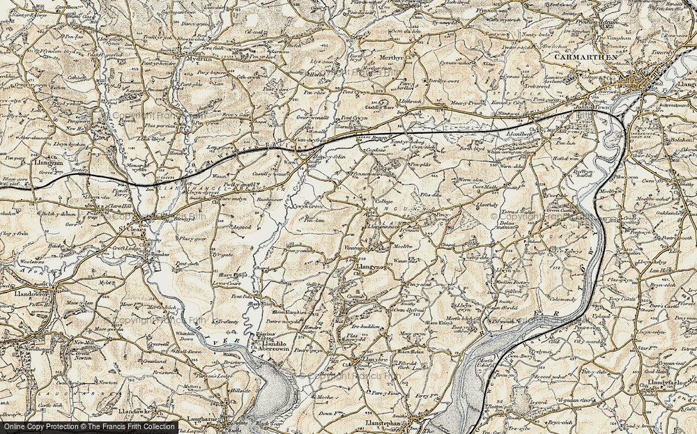 Old Map of Llangynog, 1901 in 1901