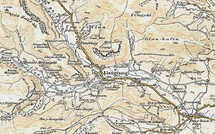 Old map of Afon Eirth in 1902-1903