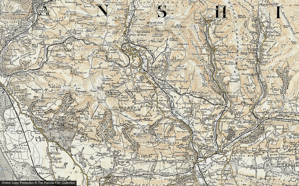 Old Map of Historic Map covering Bryn-Cynan in 1900-1901