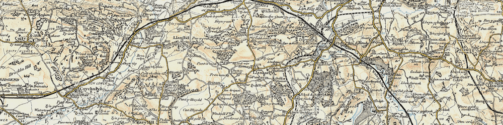 Old map of Llanharry in 1899-1900
