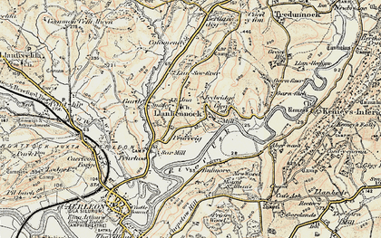 Old map of Llanhennock in 1899-1900