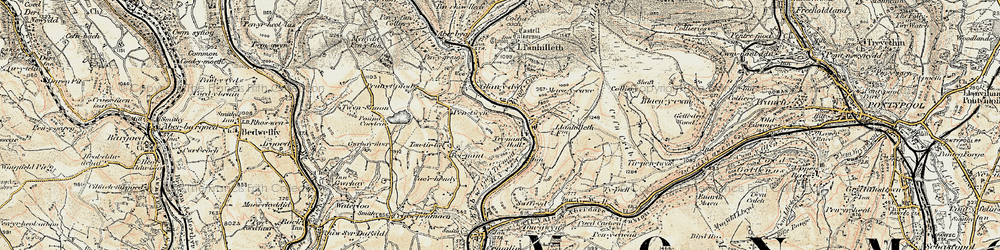 Old map of Llanhilleth in 1899-1900