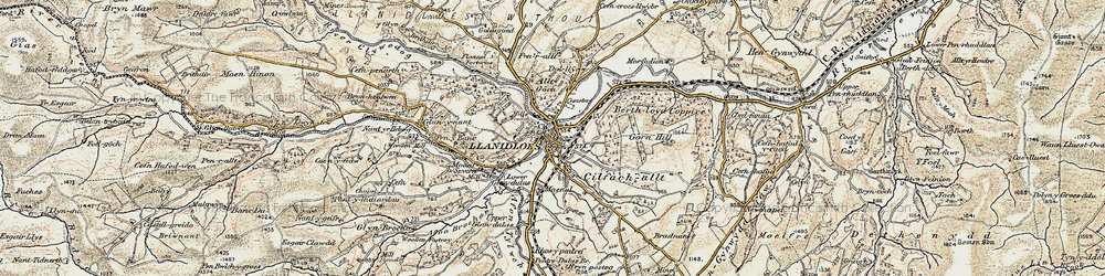 Old map of Llanidloes in 1901-1903