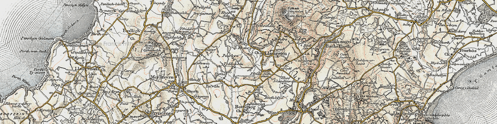 Old map of Tyn Simdda in 1903