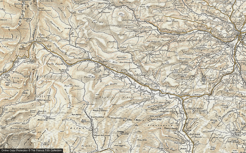 Old Map of Historic Map covering Afon Bidno in 1901-1903