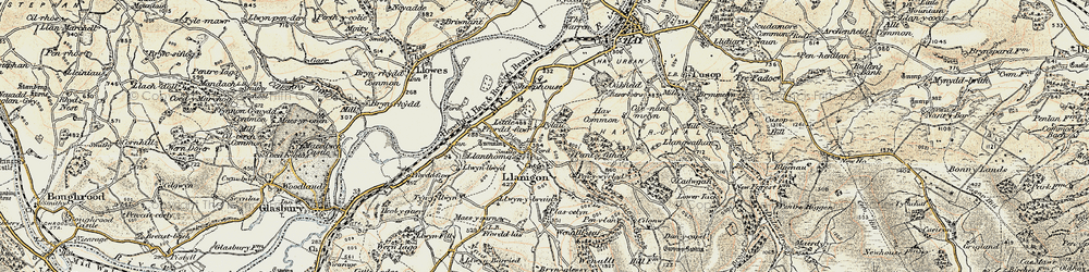 Old map of Llanigon in 1900-1902