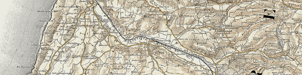 Old map of Llanilar in 1901-1903