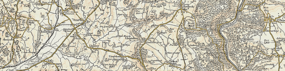 Old map of Llanishen in 1899-1900