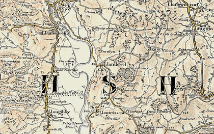 Old map of Llanllowell in 1899-1900