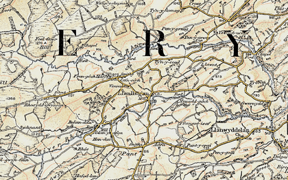 Old map of Llanllugan in 1902-1903