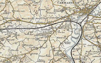 Old map of Llanllwch in 1901