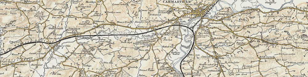 Old map of Llanllwch in 1901