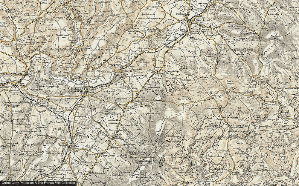 Old Map of Llanllwni, 1901 in 1901