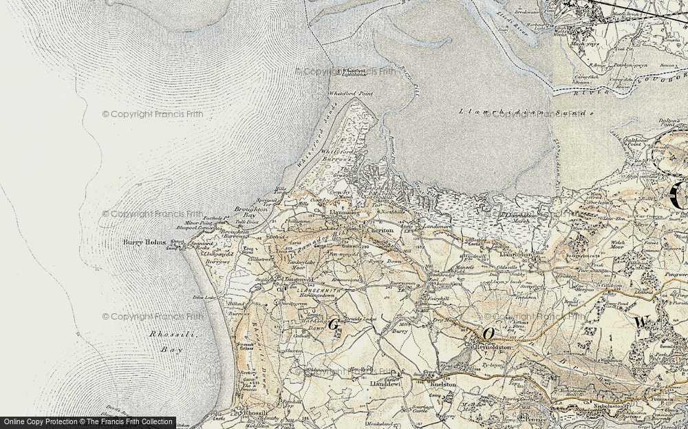 Old Map of Historic Map covering Whiteford Sands in 1900-1901