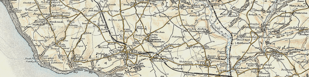 Old map of Llanmaes in 1899-1900