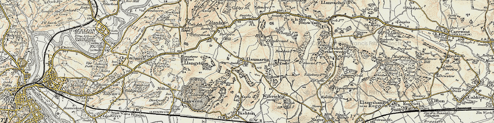 Old map of Llanmartin in 1899-1900