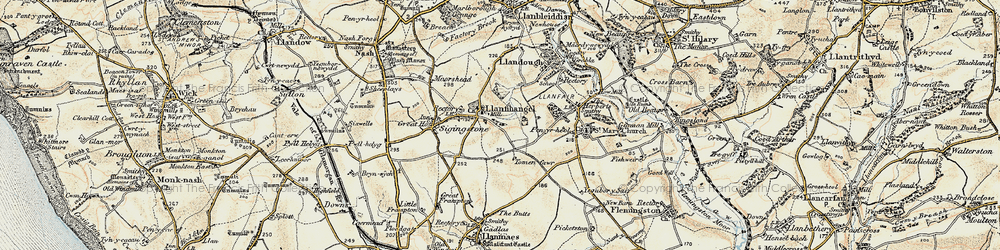 Old map of Llanmihangel in 1899-1900