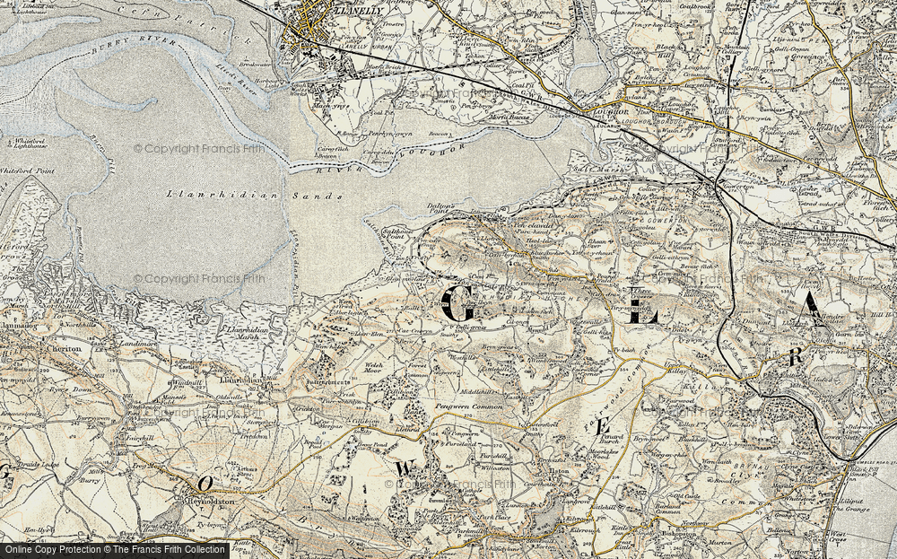 Old Map of Historic Map covering Bryn-gwas in 1900-1901