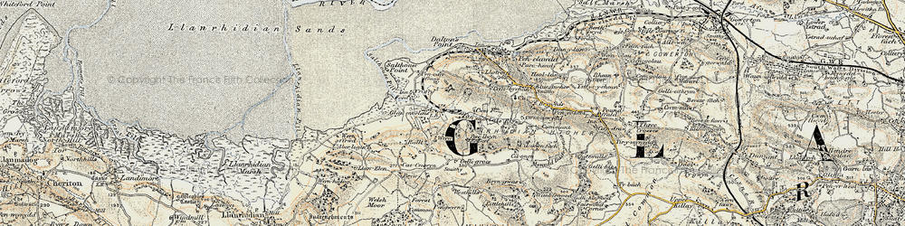 Old map of Bryn-gwas in 1900-1901