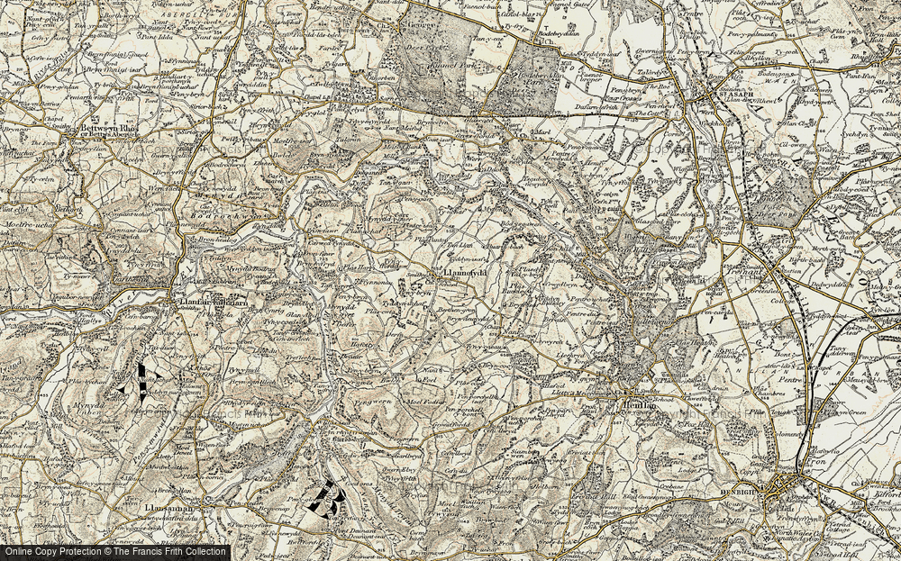 Old Map of Historic Map covering Bodysgaw Isa in 1902-1903