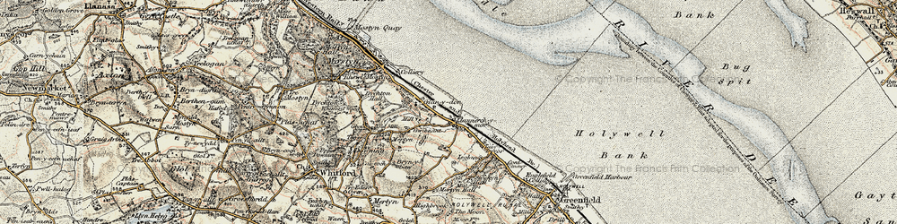 Old map of Llannerch-y-môr in 1902-1903
