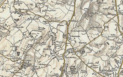 Old map of Llannon in 1900-1901