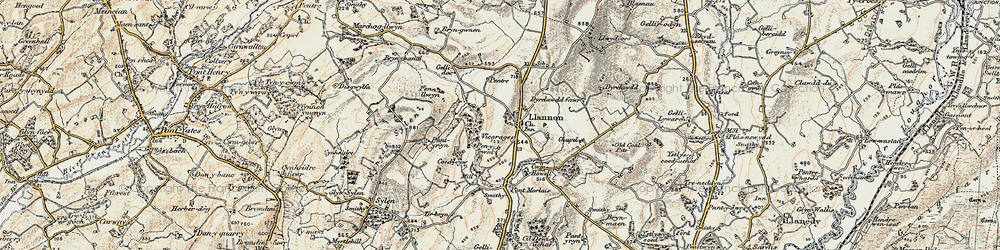 Old map of Llannon in 1900-1901