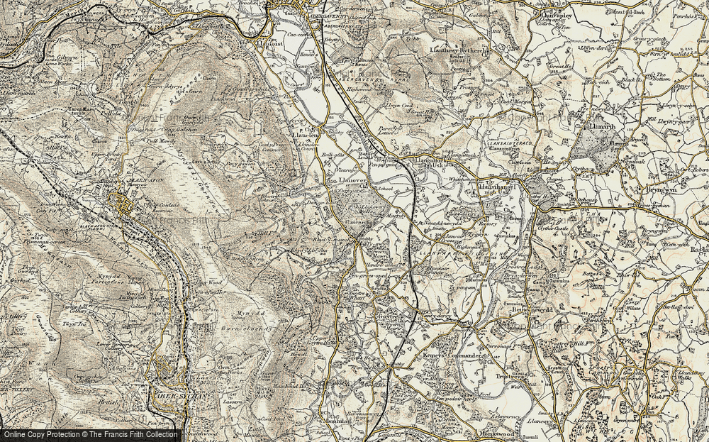 Old Map of Historic Map covering Blaen Ochran in 1899-1900