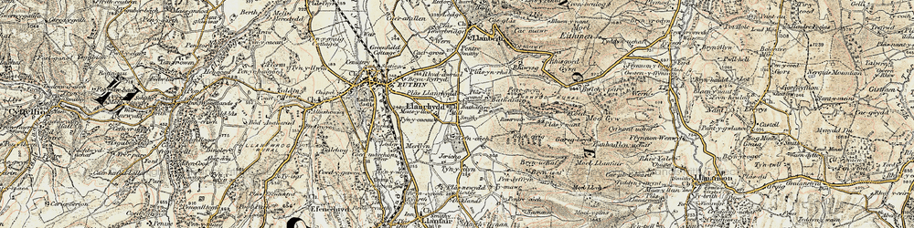 Old map of Llanrhydd in 1902-1903