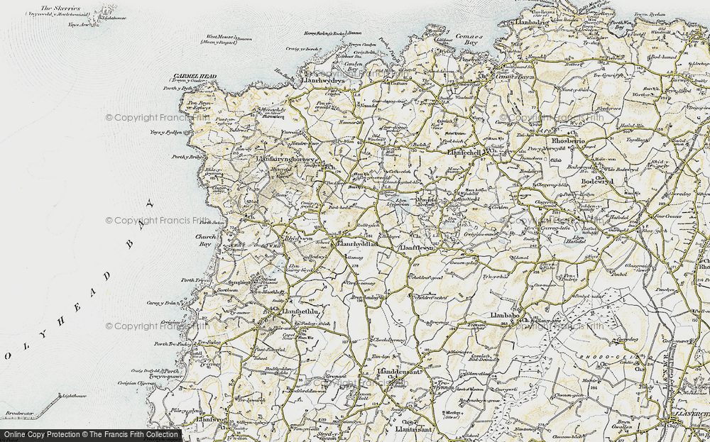 Old Map of Historic Map covering Bod-hedd in 1903-1910
