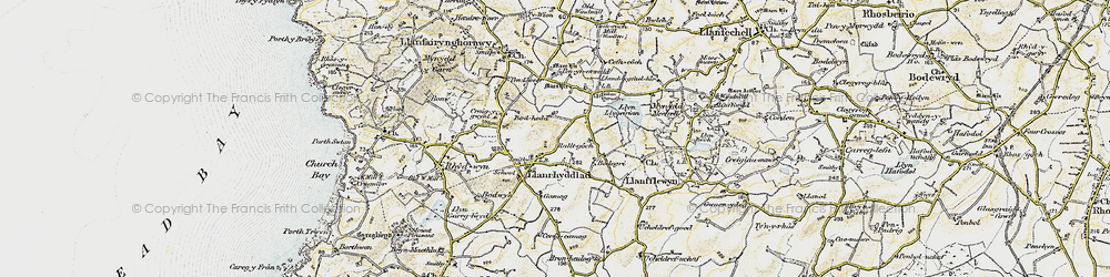 Old map of Bod-hedd in 1903-1910