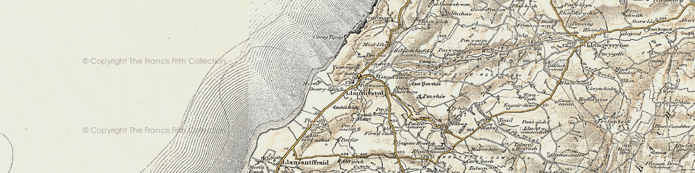Old map of Llanrhystud in 1901-1903