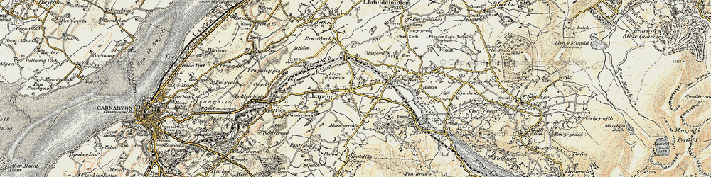 Old map of Llanrug in 1903-1910