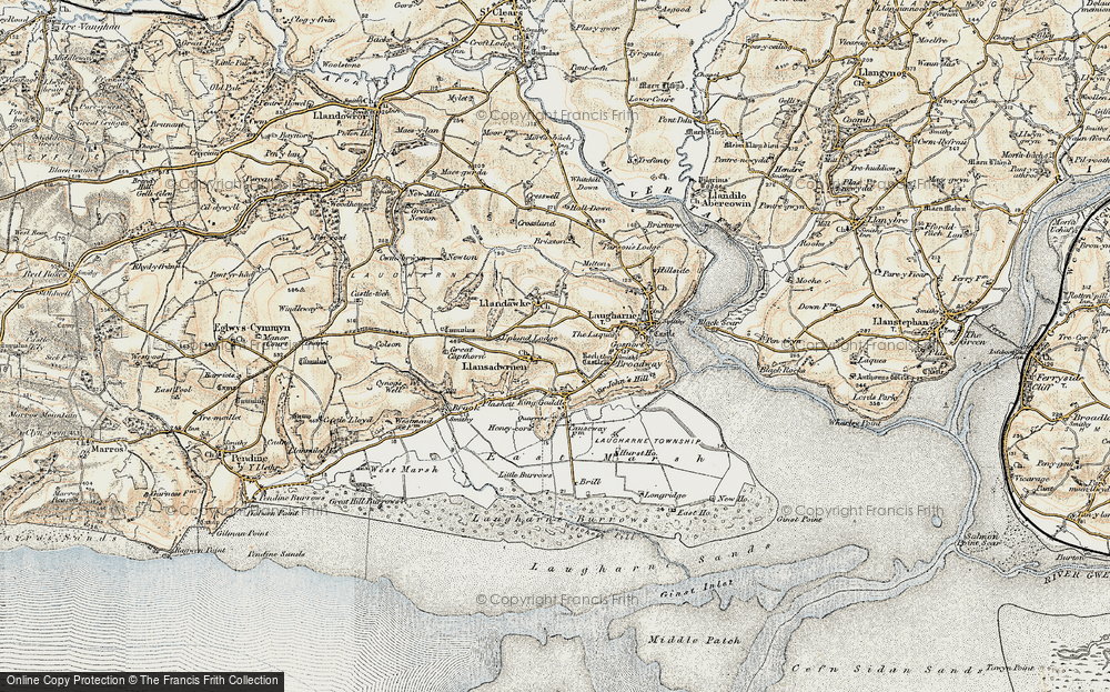 Old Map of Llansadurnen, 1901 in 1901