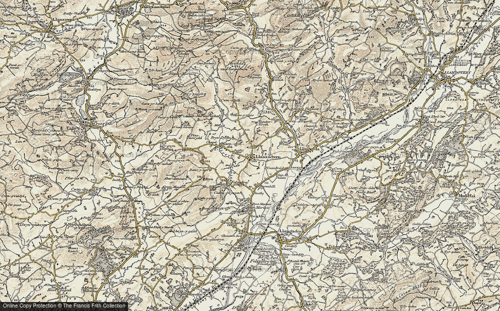 Old Map of Historic Map covering Aberdeunant in 1900-1901