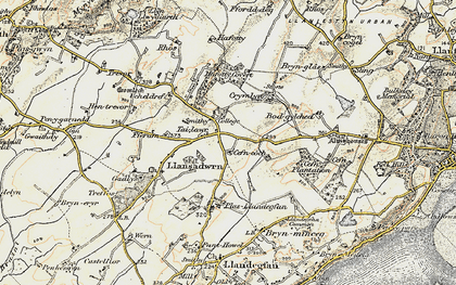 Old map of Llansadwrn in 1903-1910