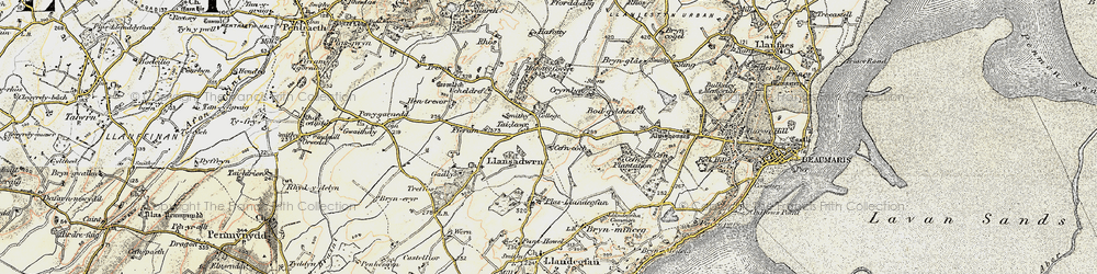 Old map of Llansadwrn in 1903-1910