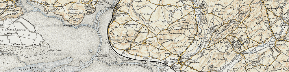Old map of Llansaint in 1901