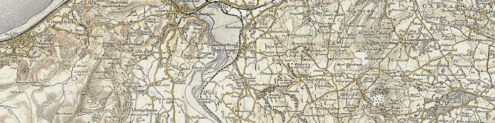 Old map of Llansanffraid Glan Conwy in 1902-1903