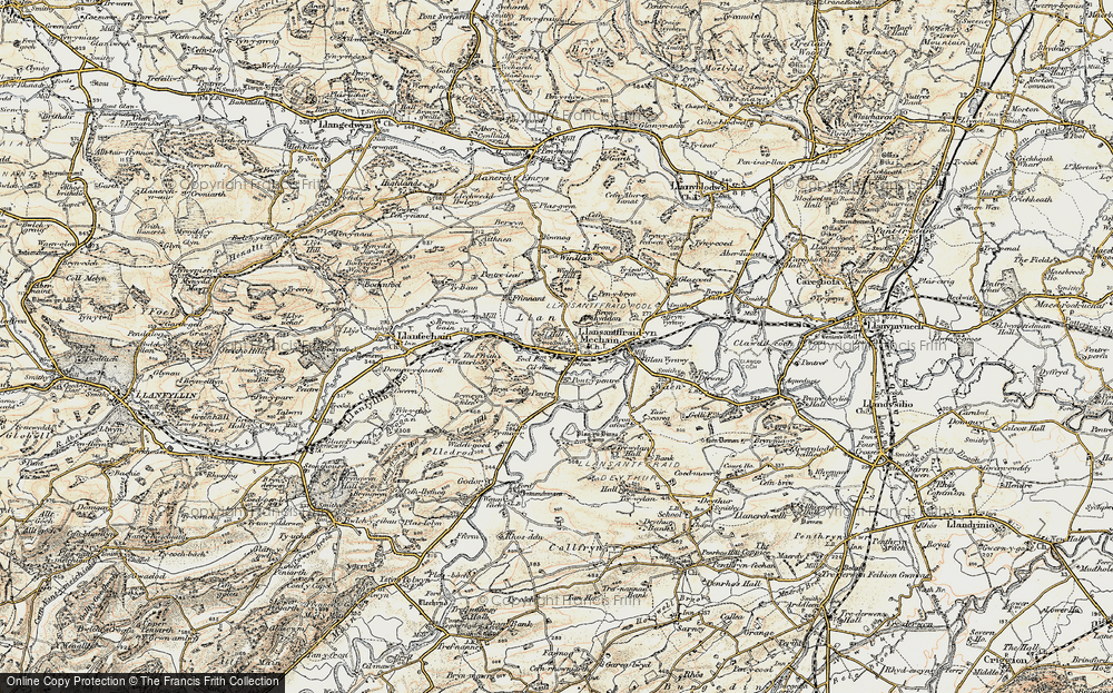 Old Map of Historic Map covering Bronhyddon in 1902-1903