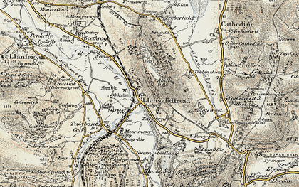 Old map of Llansantffraed in 1899-1901
