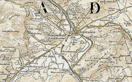 Old map of Llansantffraed-Cwmdeuddwr in 1901-1903