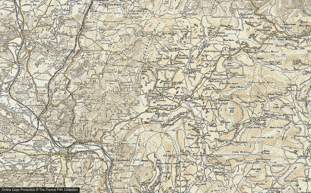 Old Map of Llansantffraed-in-Elwel, 1900-1903 in 1900-1903