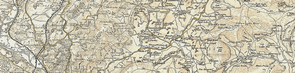 Old map of Llansantffraed-in-Elwel in 1900-1903