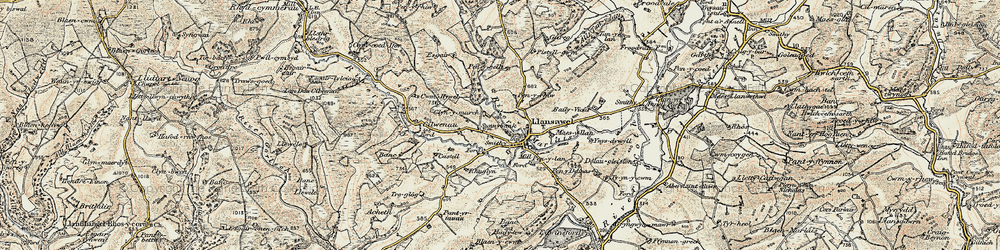 Old map of Llansawel in 1900-1902
