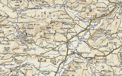Old map of Llansilin in 1902-1903