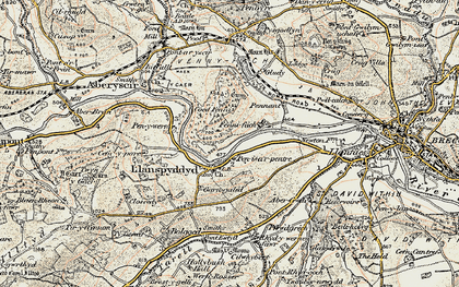 Old map of Llanspyddid in 1900-1901