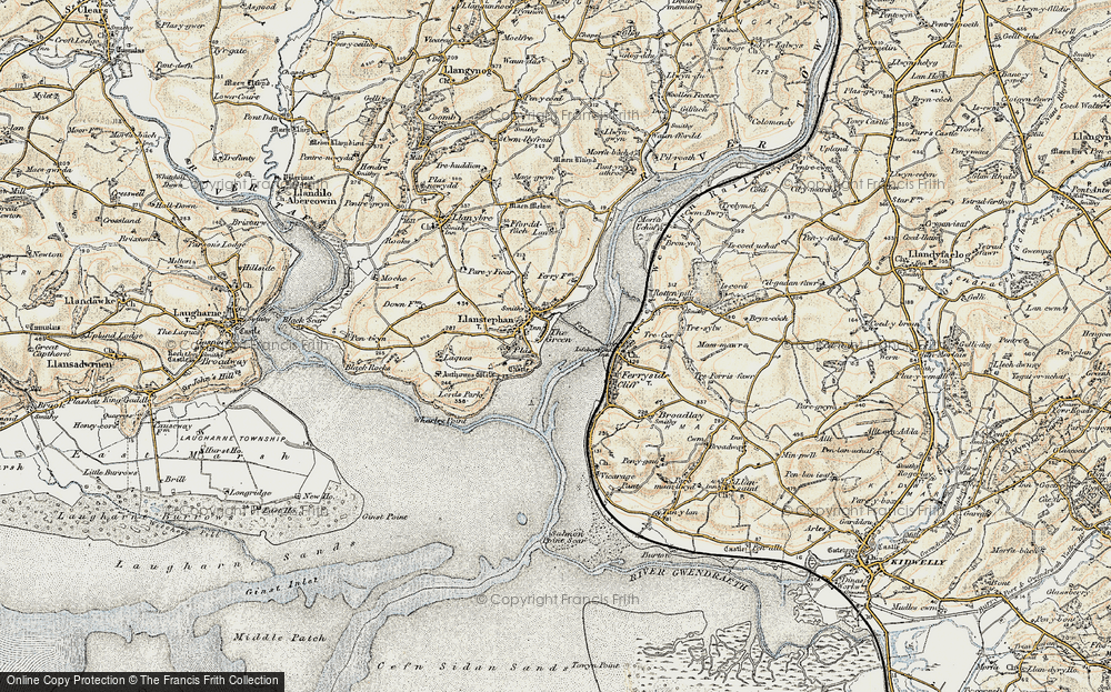 Old Map of Llansteffan, 1901 in 1901